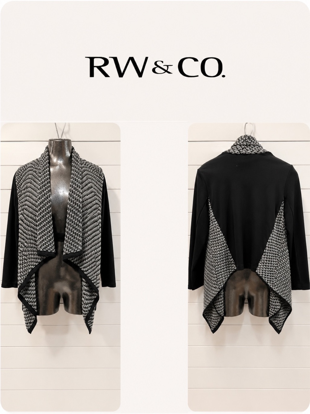 RW&CO – Textured Knit Drape-Front Top – Size M